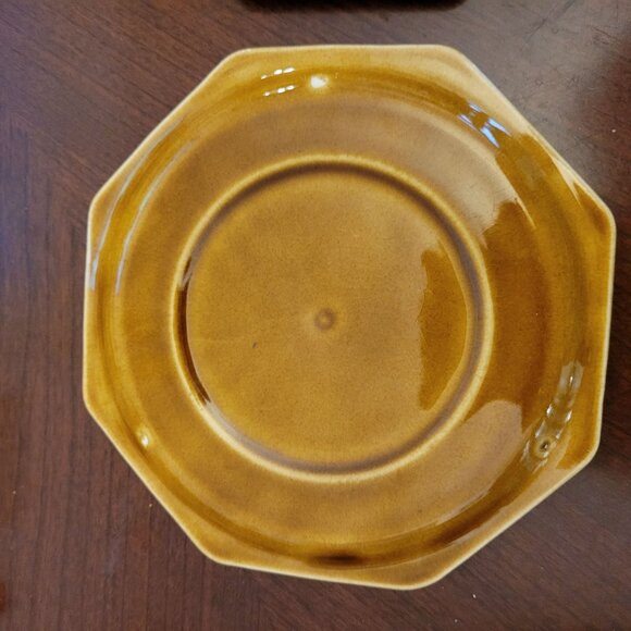 Set Of Two Vintage Harker Rockingham Ceramic Eagle Octagonal Shape Raised Eagle - Picture 3 of 4